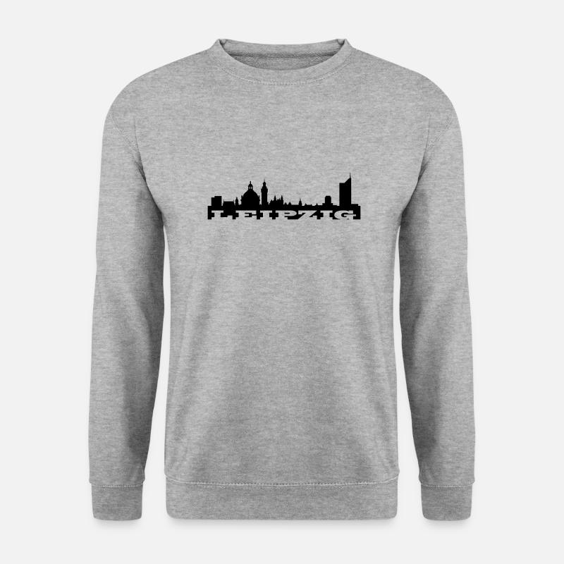 Skyline Leipzig - Unisex Pullover - Weißgrau meliert