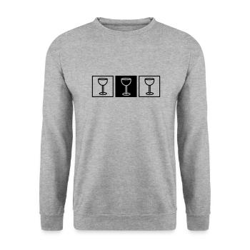 3 Weingläser - Unisex Pullover - Weißgrau meliert - Vorne - Alina (178cm) & Michal (187cm)