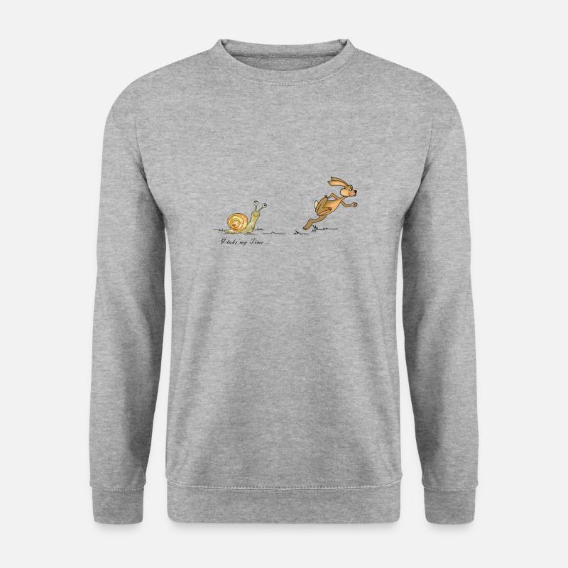 Mein Tempo, Schnecke, Hase - Unisex Pullover - Weißgrau meliert