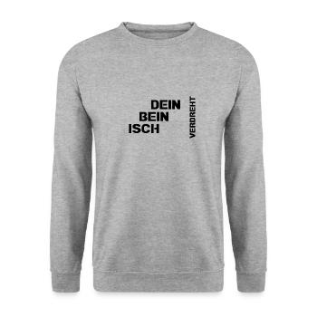 Dein Bein isch verdreht - Unisex Pullover - Weißgrau meliert - Vorne - Alina (178cm) & Michal (187cm)