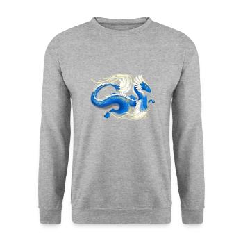 Magischer coole Luft Drache - Drachen der Elemente - Unisex Pullover - Weißgrau meliert - Vorne - Alina (178cm) & Michal (187cm)