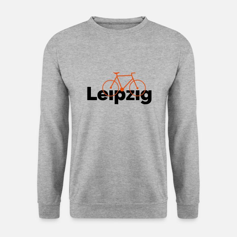 Fahrrad fahren in Leipzig - Unisex Pullover - Weißgrau meliert
