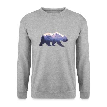 Bear Silhouette Mountains Hiking - Unisex Sweatshirt - salt & pepper - Front - Alina (178cm) & Michal (187cm)