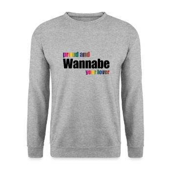 proud and wannabe your lover - Unisex Pullover - Weißgrau meliert - Vorne - Alina (178cm) & Michal (187cm)