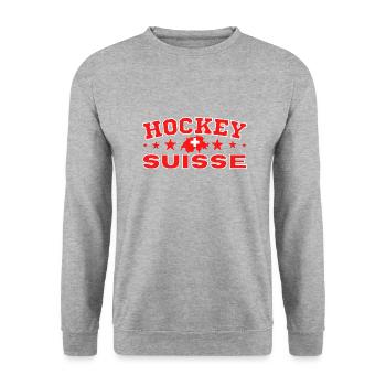 Hockey sur glace Suisse idée cadeau original - Sweat-shirt Unisexe - gris chiné - Devant - Alina (178cm) & Michal (187cm)