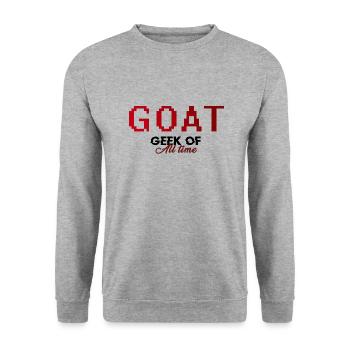 GOAT - Geek Of All Time - Sweat-shirt Unisexe - gris chiné - Devant - Alina (178cm) & Michal (187cm)