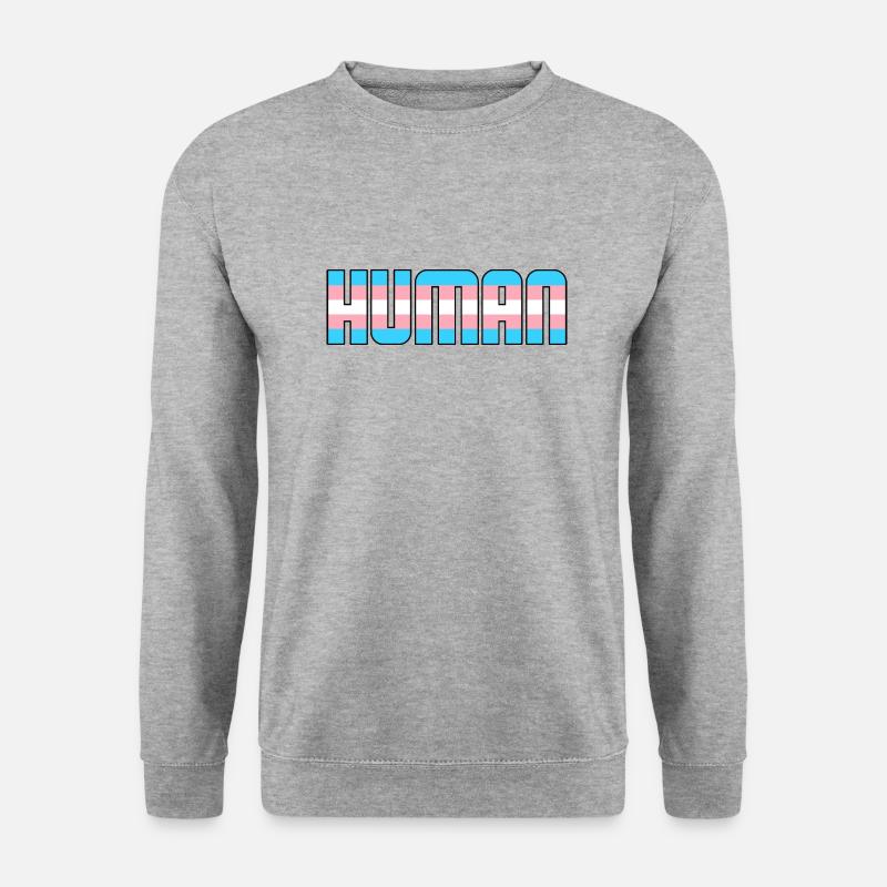 Transgender Human LGBTQ Trans Pride Flagge - Unisex Pullover - Weißgrau meliert