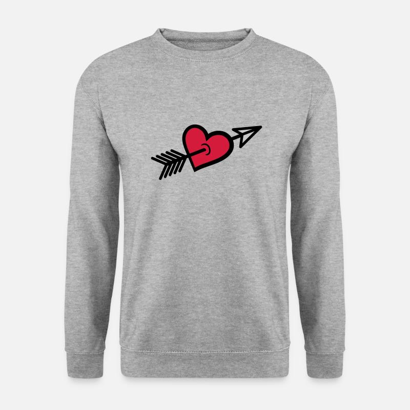 Pfeil durch Herz geschossen - Unisex Pullover - Weißgrau meliert