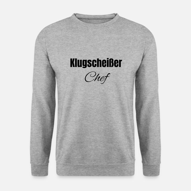 Klugscheißer Chef - Unisex Pullover - Weißgrau meliert
