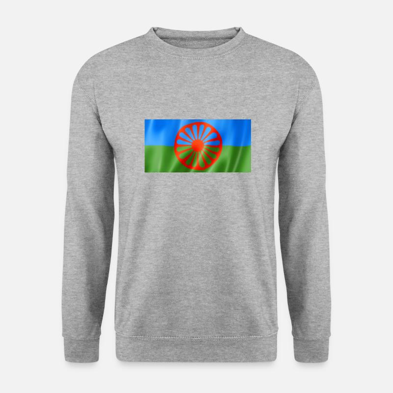 Roma und Sinti Flagge - Flaterndes Design - Unisex Pullover - Weißgrau meliert