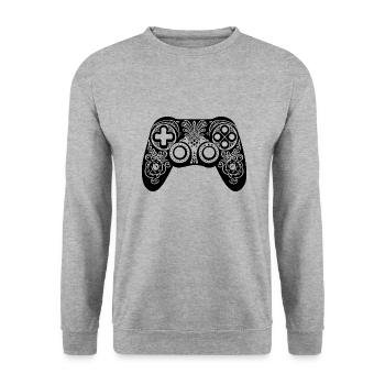 Controller Gaming Video Games Gamepad - Unisex Sweatshirt - salt & pepper - Front - Alina (178cm) & Michal (187cm)