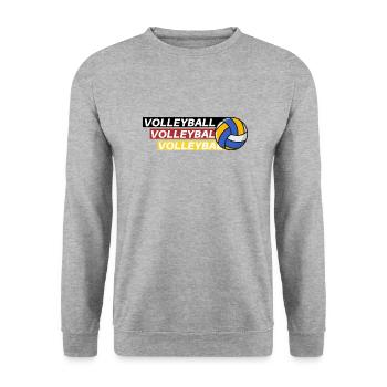 Volleyball Passion: Schwarz, Rot, Gold - Unisex Pullover - Weißgrau meliert - Vorne - Alina (178cm) & Michal (187cm)