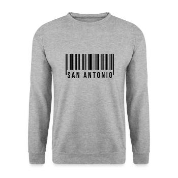 Code à barres de San Antonio - Sweat-shirt Unisexe - gris chiné - Devant - Alina (178cm) & Michal (187cm)
