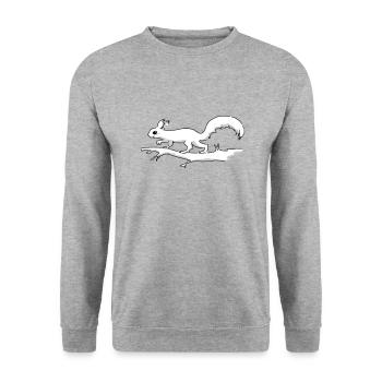 Eichhörnchen Tricolor - Unisex Pullover - Weißgrau meliert - Vorne - Alina (178cm) & Michal (187cm)