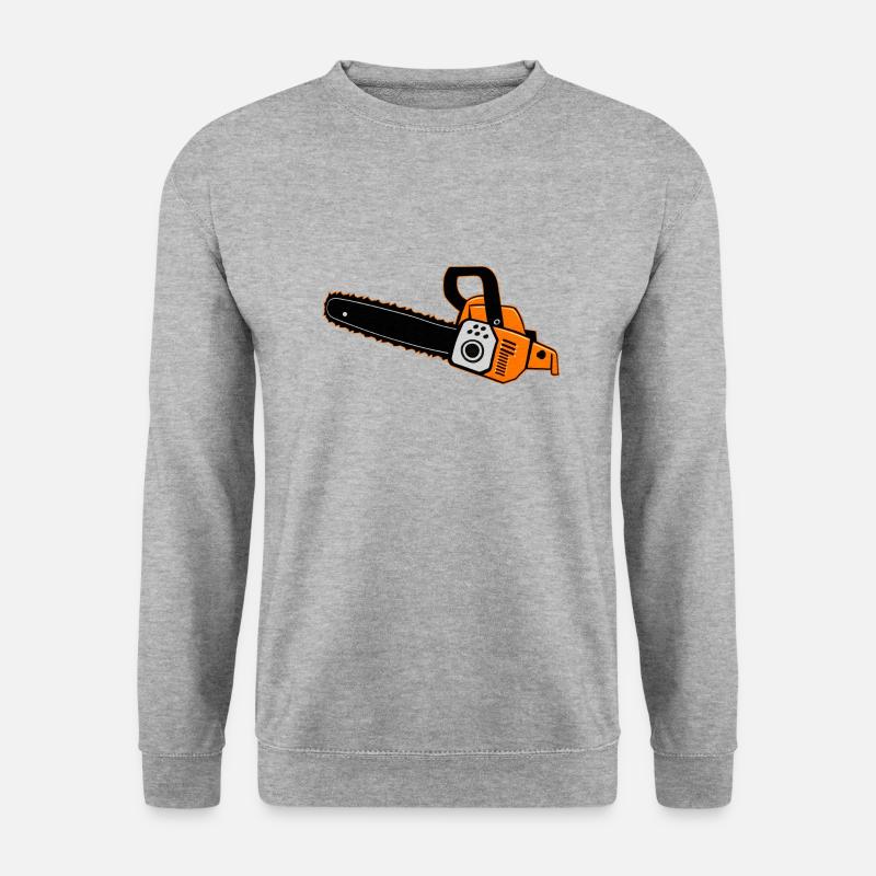 Motorsäge ORANGE - Unisex Pullover - Weißgrau meliert