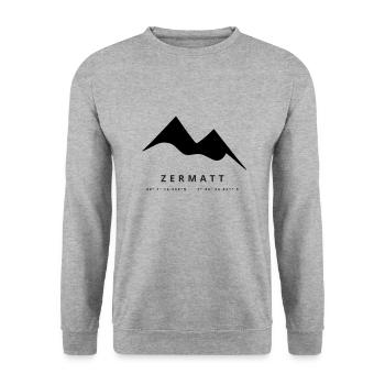 Minimalistisches Zermatt-Logo - Unisex Pullover - Weißgrau meliert - Vorne - Alina (178cm) & Michal (187cm)