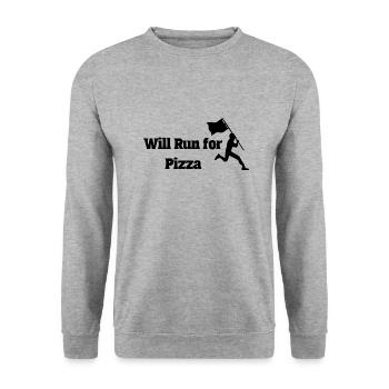 Run for Pizza - Unisex Pullover - Weißgrau meliert - Vorne - Alina (178cm) & Michal (187cm)