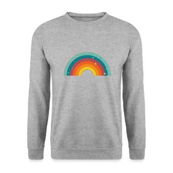 Arc-en-Ciel Rétro - Sweat-shirt Unisexe - gris chiné - Devant - Alina (178cm) & Michal (187cm)