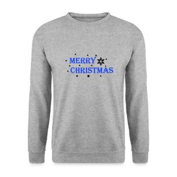 Merry Christmas - Unisex Pullover - Weißgrau meliert - Vorne - Alina (178cm) & Michal (187cm)