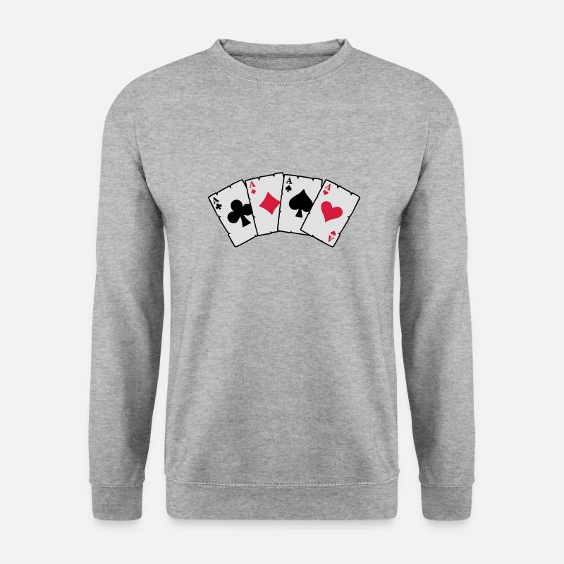 poker aces - Unisex Pullover - Weißgrau meliert