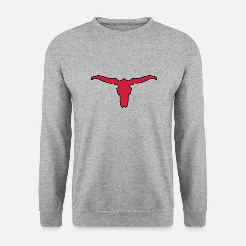 Tierschädel mit Hörnern - Unisex Pullover - Weißgrau meliert