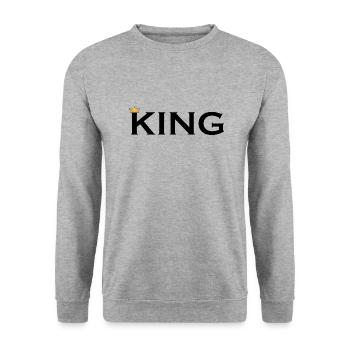 KING avec couronne - Sweat-shirt Unisexe - gris chiné - Devant - Alina (178cm) & Michal (187cm)
