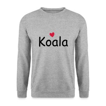 Koala mit Herz - Unisex Pullover - Weißgrau meliert - Vorne - Alina (178cm) & Michal (187cm)