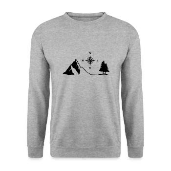 Natur, Berge, Kompass - Unisex Pullover - Weißgrau meliert - Vorne - Alina (178cm) & Michal (187cm)