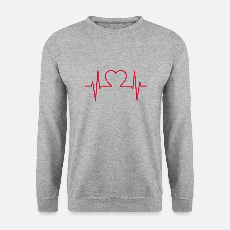 Herzschlag - Unisex Pullover - Weißgrau meliert