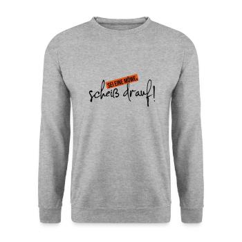 scheiß drauf sei eine Möwe - Unisex Pullover - Weißgrau meliert - Vorne - Alina (178cm) & Michal (187cm)