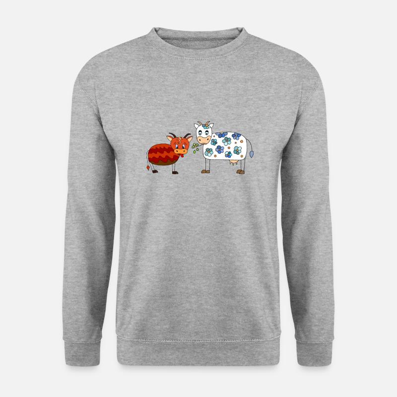 Kühe - Unisex Pullover - Weißgrau meliert