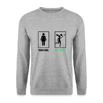 padel padeltennis paddel padel player padel wife - Unisex Sweatshirt - salt & pepper - Front - Alina (178cm) & Michal (187cm)