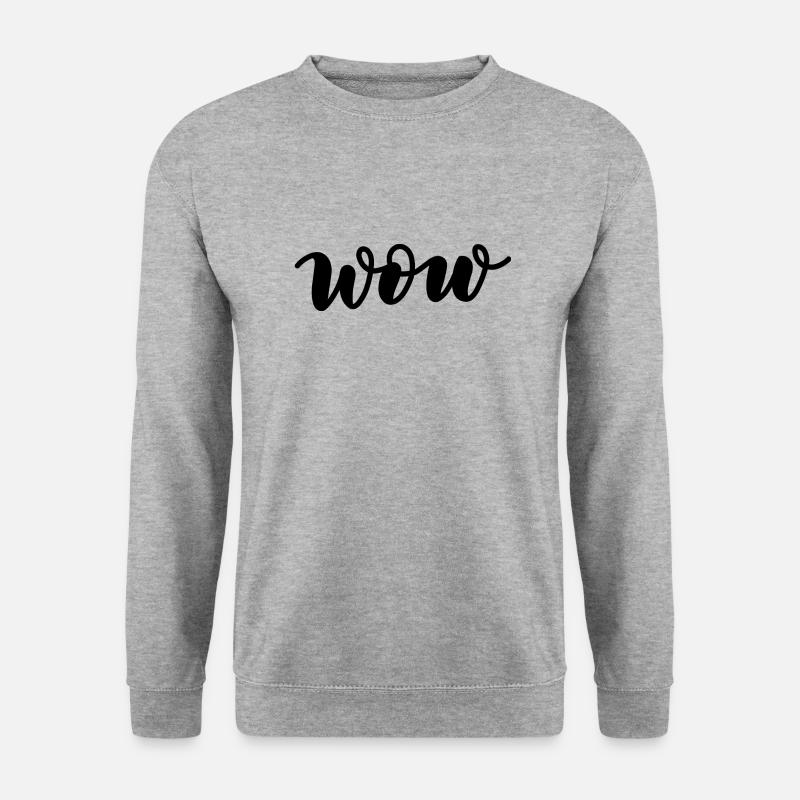 Wow Schriftzug - Unisex Pullover - Weißgrau meliert