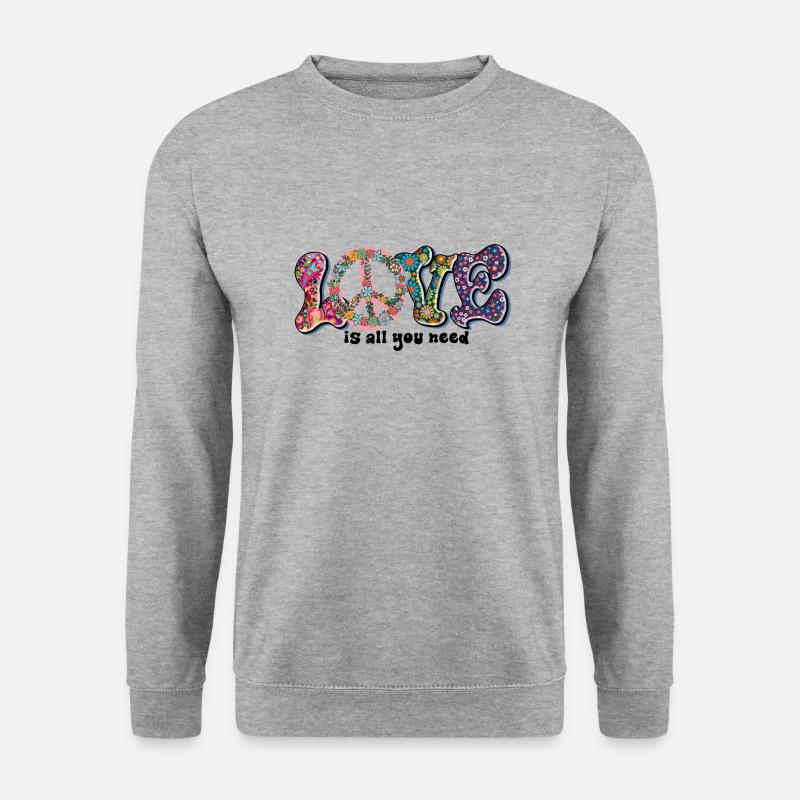 Love is all you need Design / Peacezeichen - Unisex Pullover - Weißgrau meliert