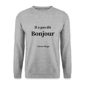 Vald Bonjour - Sweat-shirt Unisexe - gris chiné - Devant - Alina (178cm) & Michal (187cm)