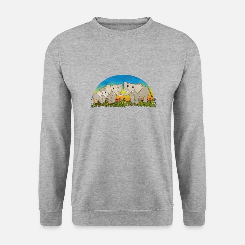 Elefanten - Unisex Pullover - Weißgrau meliert
