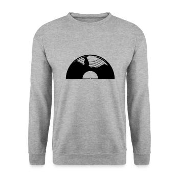 Disque rétro demi-vinyle - Sweat-shirt Unisexe - gris chiné - Devant - Alina (178cm) & Michal (187cm)