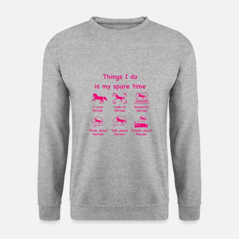 Pferdeliebhaber (pink) - Unisex Pullover - Weißgrau meliert
