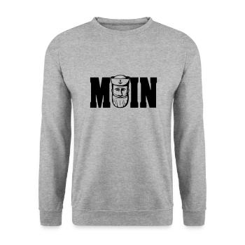 moin 7 - Unisex Pullover - Weißgrau meliert - Vorne - Alina (178cm) & Michal (187cm)