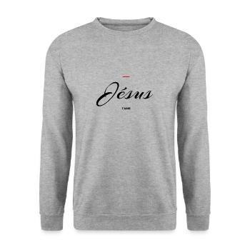 Jésus - Sweat-shirt Unisexe - gris chiné - Devant - Alina (178cm) & Michal (187cm)