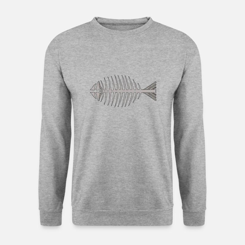 Fischskelett - Unisex Pullover - Weißgrau meliert