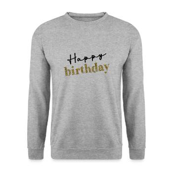 ALLES GUTE ZUM GEBURTSTAG!. ALLES GUTE ZUM GEBURTSTAG!. JAHRESTAG. - Unisex Pullover - Weißgrau meliert - Vorne - Alina (178cm) & Michal (187cm)