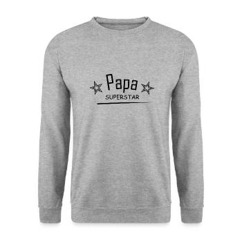 Papa Superstar - Sweat-shirt Unisexe - gris chiné - Devant - Alina (178cm) & Michal (187cm)