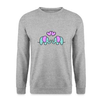 baby elefanten - Unisex Pullover - Weißgrau meliert - Vorne - Alina (178cm) & Michal (187cm)