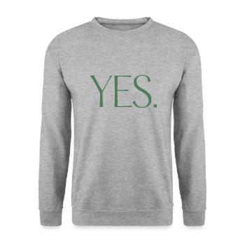 OUI. Une chemise, un mot. - Sweat-shirt Unisexe - gris chiné - Devant - Alina (178cm) & Michal (187cm)