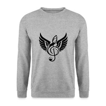 Clef Wings Symbol - Unisex Sweatshirt - salt & pepper - Front - Alina (178cm) & Michal (187cm)