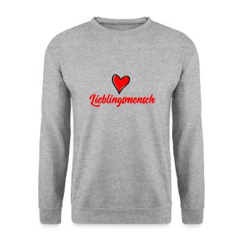 lieblingsmensch - Unisex Pullover - Weißgrau meliert - Vorne - Alina (178cm) & Michal (187cm)