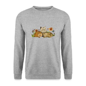 Katzen - Unisex Pullover - Weißgrau meliert - Vorne - Alina (178cm) & Michal (187cm)