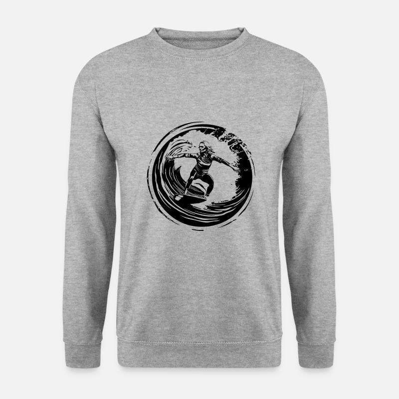 Surfer Silhouette - Unisex Pullover - Weißgrau meliert