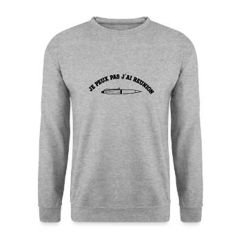 Je peux pas jai reunion - Sweat-shirt Unisexe - gris chiné - Devant - Alina (178cm) & Michal (187cm)